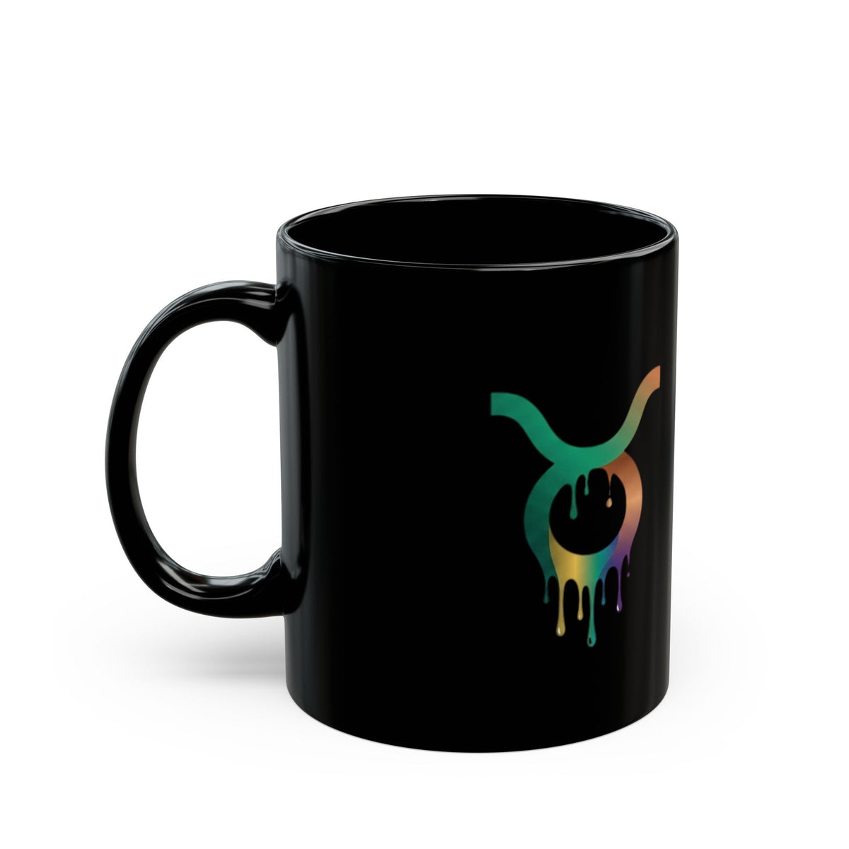 Taurus Drip Black Mug — Colorful Dripping Taurus Zodiac Coffee Cup