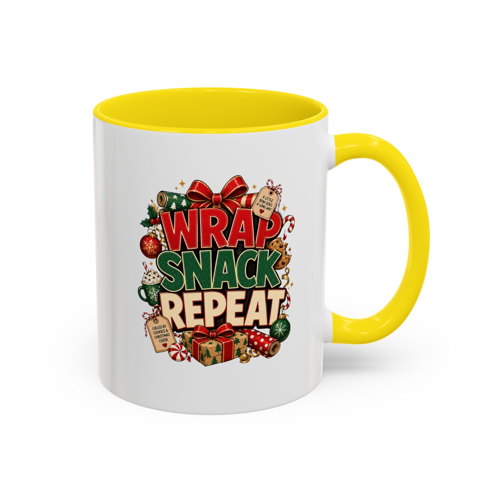 Wrap Snack Repeat Christmas Coffee Mug — Holiday Baking & Gift-Wrapping Mug