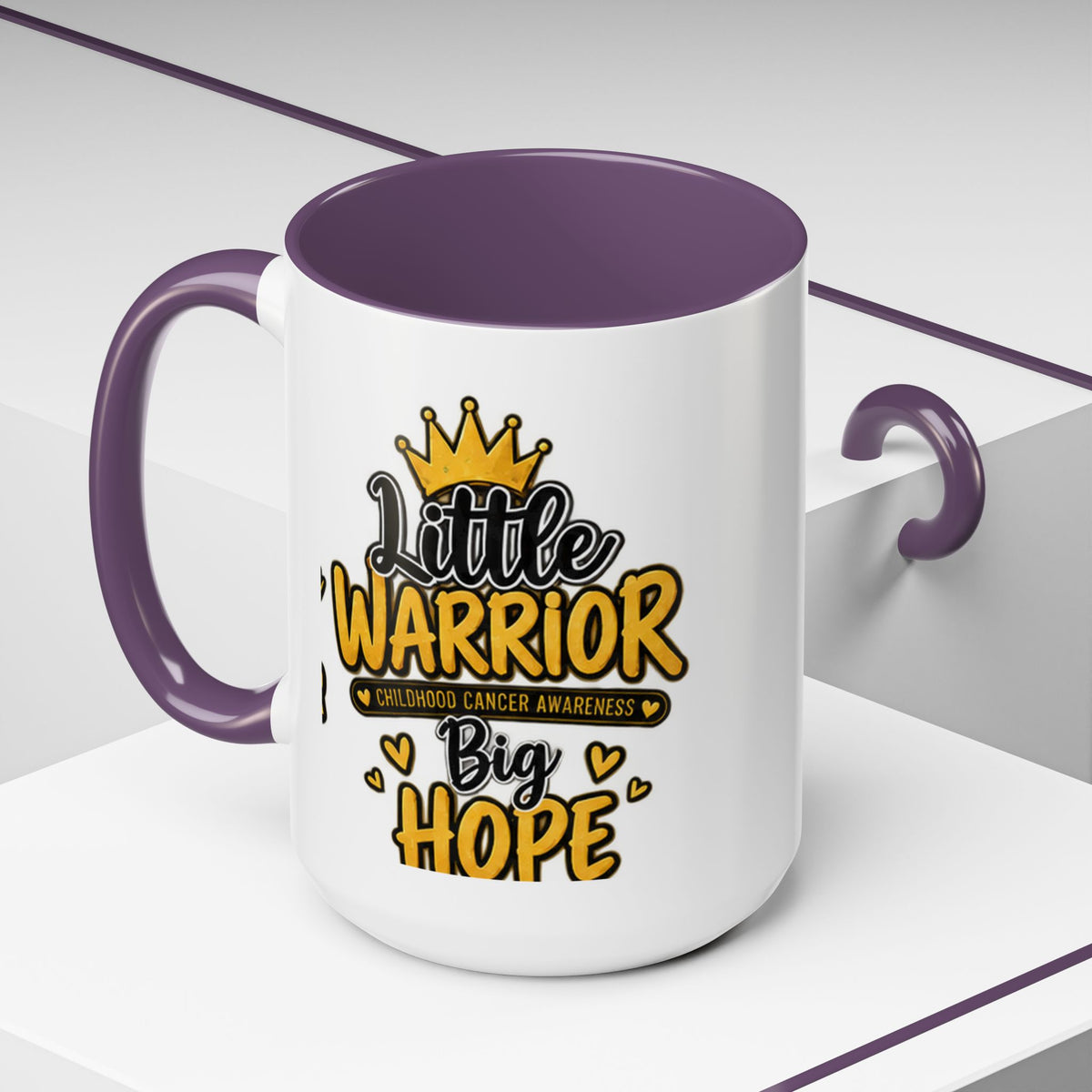 Little Warrior Childhood Cancer Awareness Coffee Mug – "Big Hope" Accent Mug