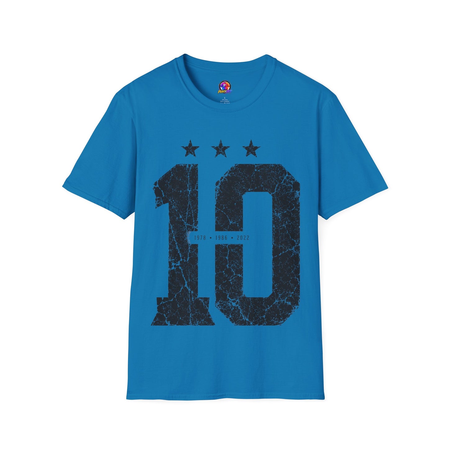 Vintage Argentina Worldcup winning No. 10 Jersey T-Shirt — Distressed Number Tee with Three Stars