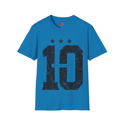 Vintage Argentina Worldcup winning No. 10 Jersey T-Shirt — Distressed Number Tee with Three Stars