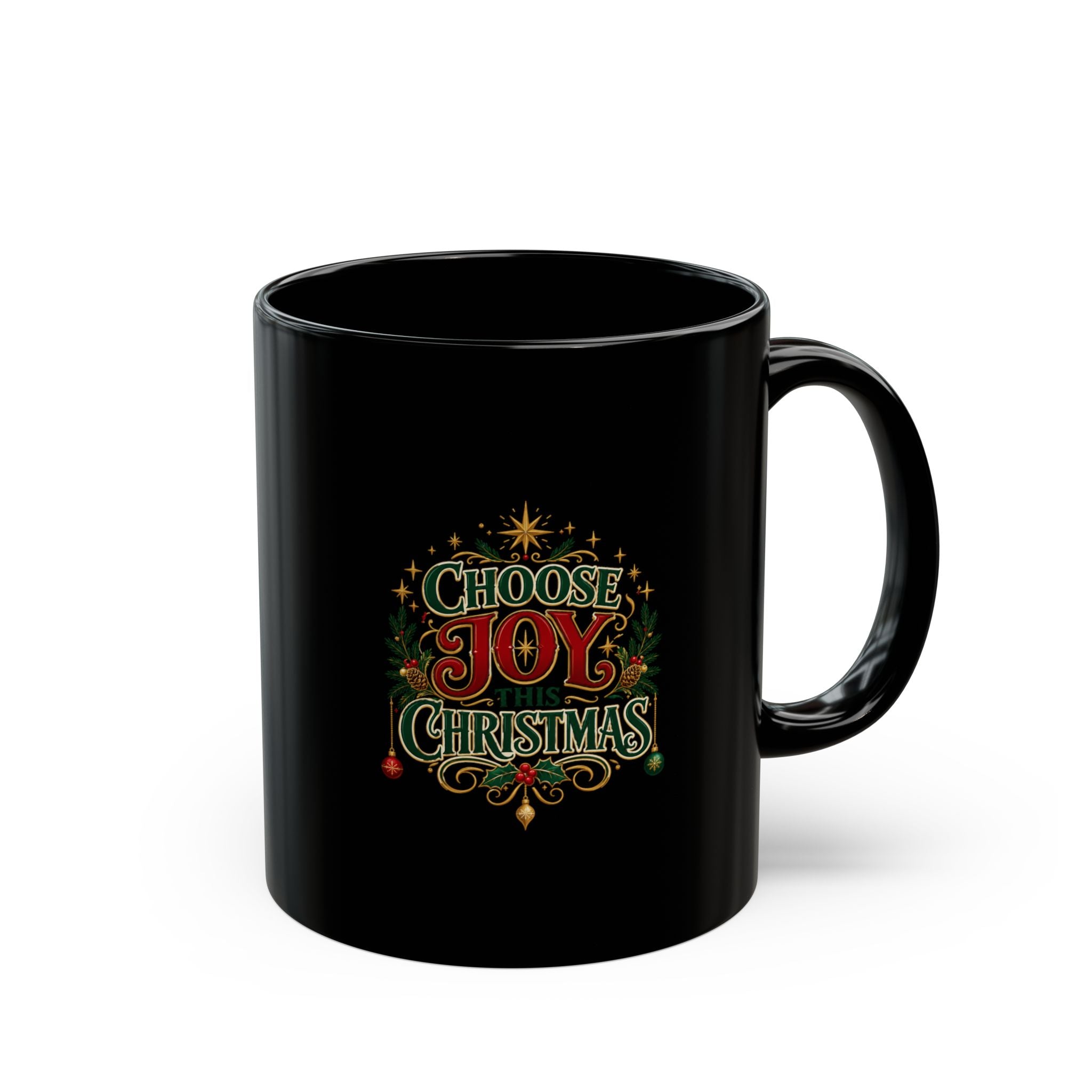 Choose Joy Christmas Mug — Festive Holiday Coffee Cup (Black, 11oz/15oz)