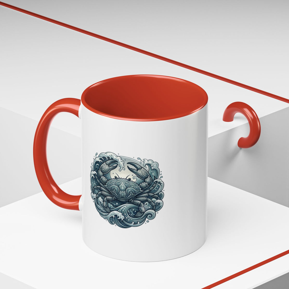 Cancer Zodiac Crab Ocean Crest Accent Coffee Mug