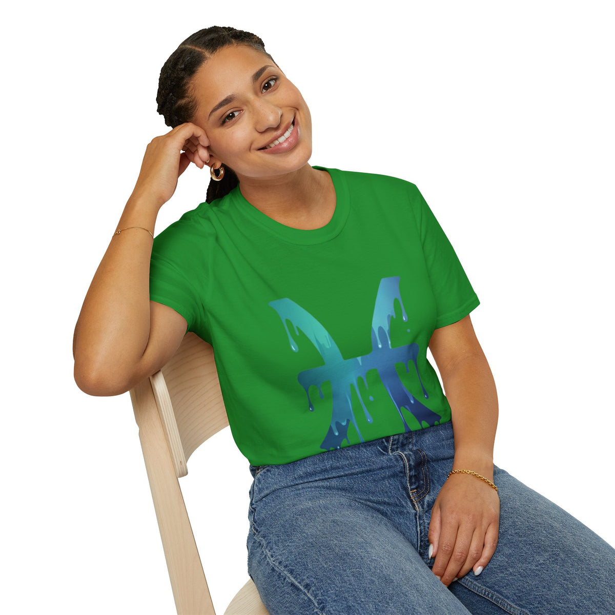 Pisces Drip Zodiac T-Shirt — Blue Gradient Astrological Tee