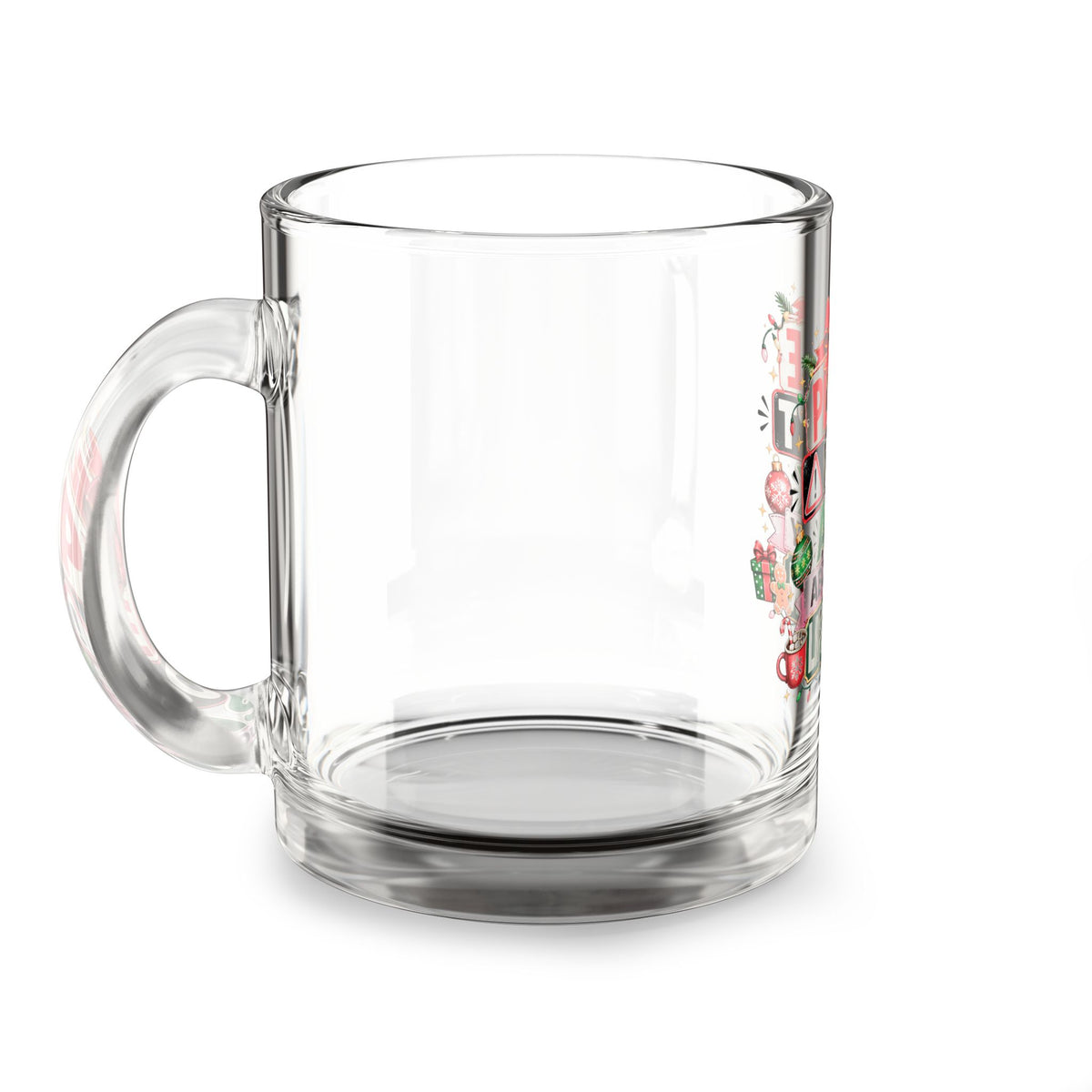 Modern Day Christmas Glass Mug  10oz Glass Mug — “Please Don’t Ask About My Life Plan” Christmas Glass Coffee Mug