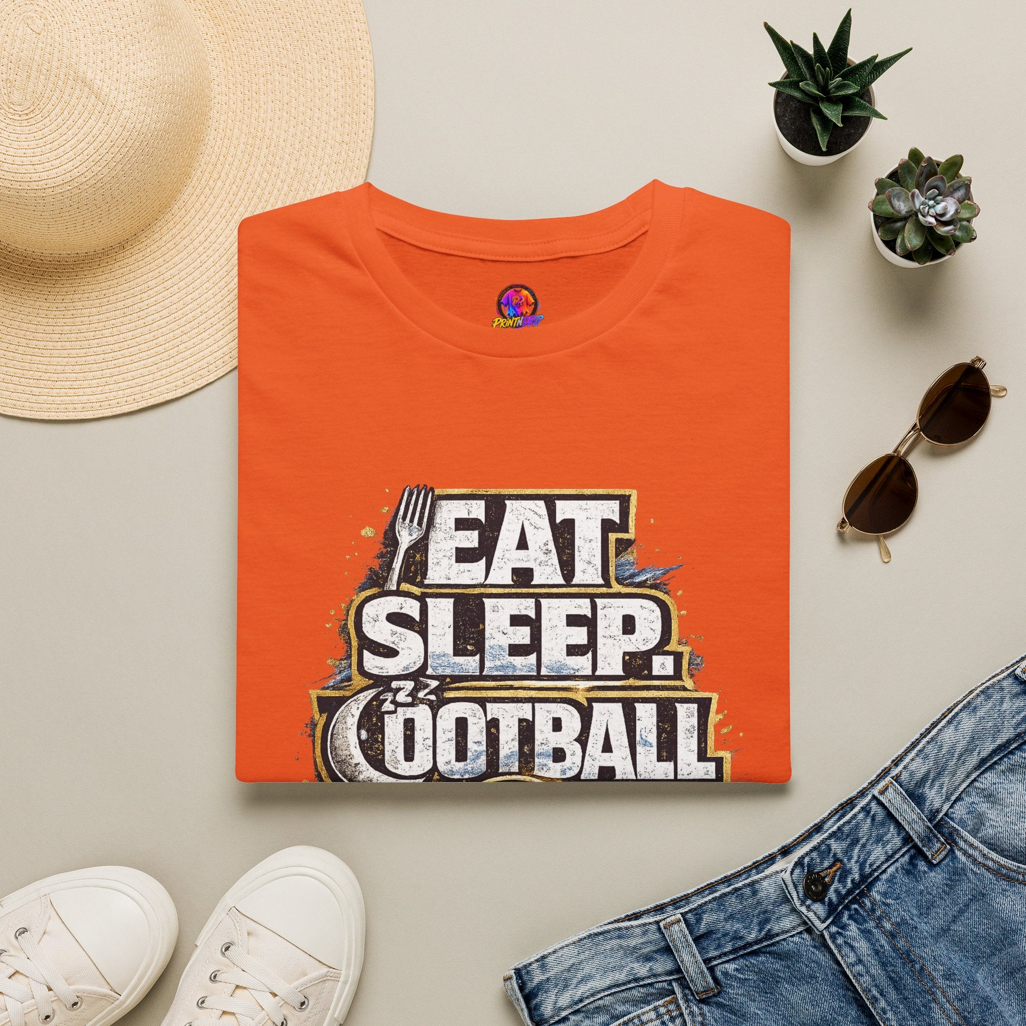 Football 'Eat Sleep Football Repeat' T-Shirt — Vintage Soccer Fan Tee