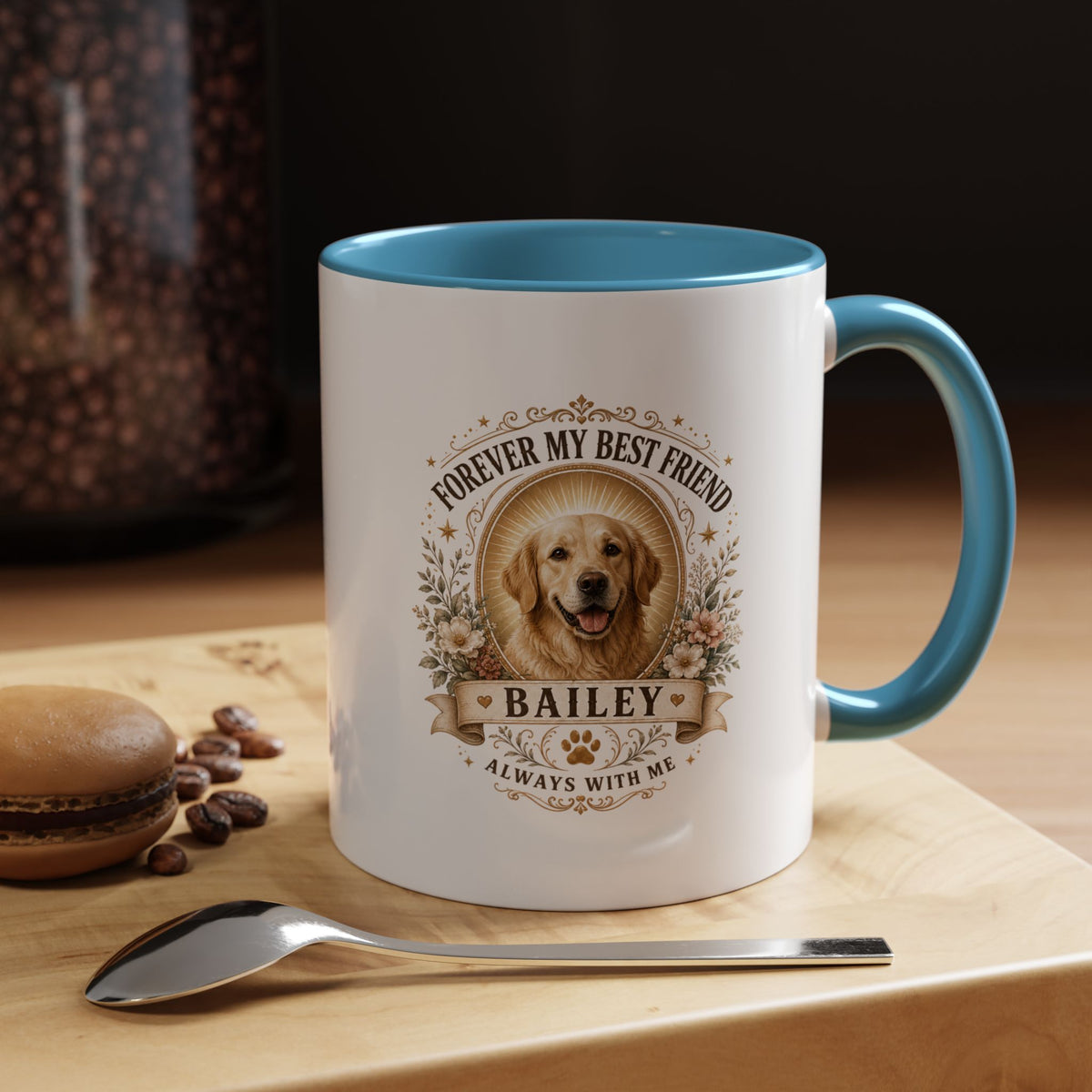 Milo Bailey Dog Dad Mom Personalized Dog Photo Coffee Mug — "Forever My Best Friend" Memorial Mug