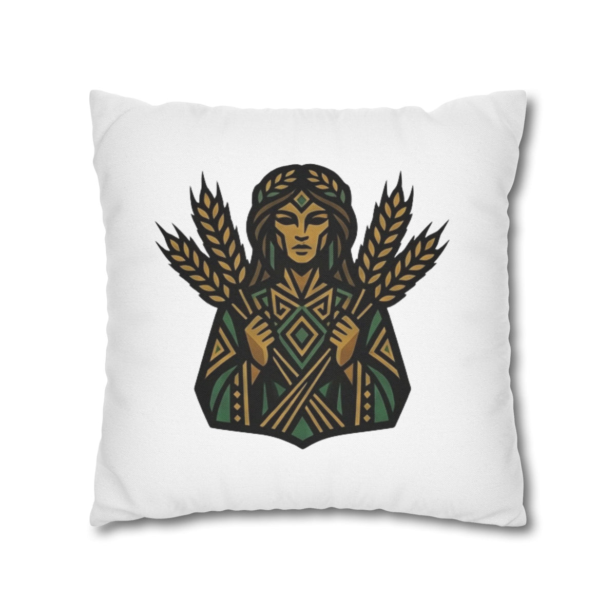 Virgo Harvest Goddess Pillowcase — Boho Wheat Decorative Throw Pillow