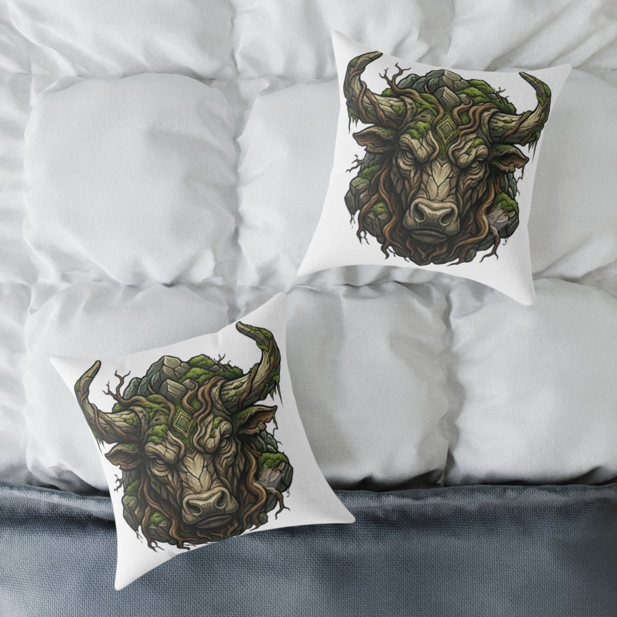Astrological Bull Head Taurus Square Poly Canvas Pillow