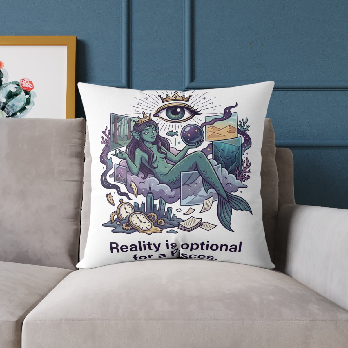 Pisces Zodiac Reality Is Optional Square Poly Canvas Pillow