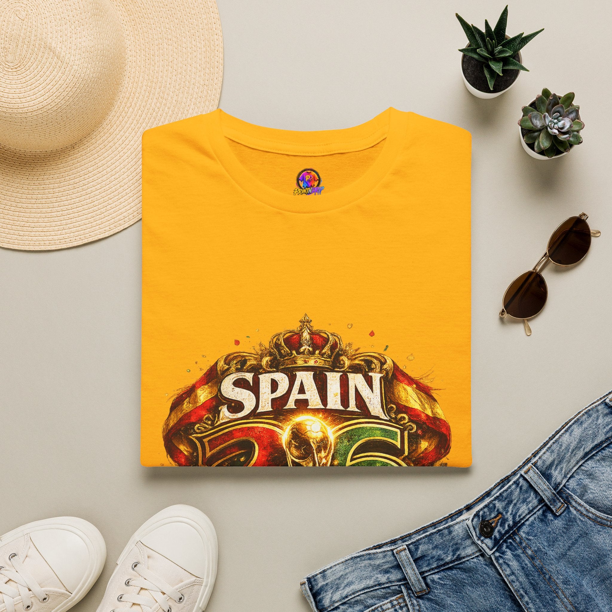 Spain 26 Graphic T-Shirt — Vintage Crowned Soccer Fan Tee