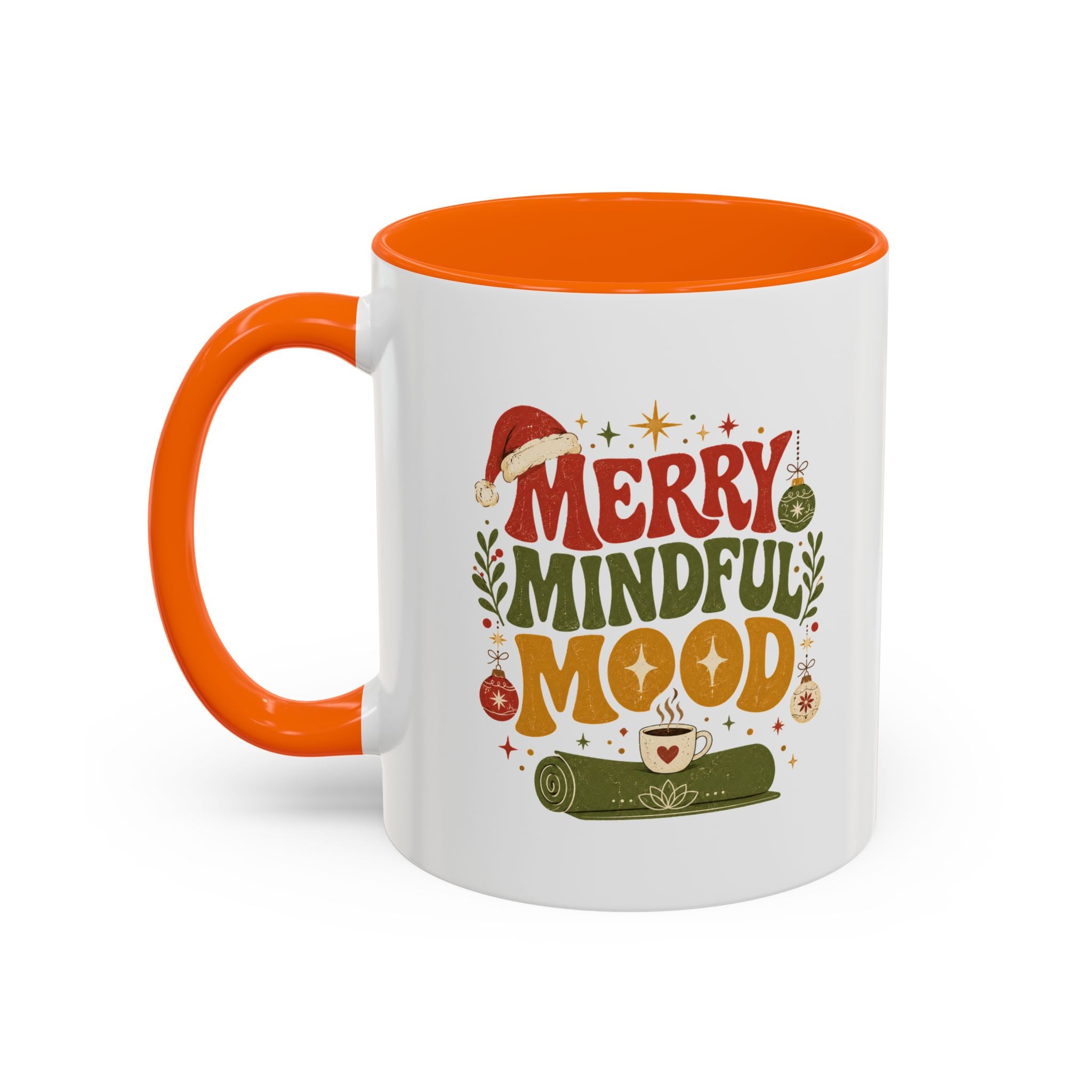 Modern Day Christmas Merry Mindful Mood Coffee Mug — Holiday Yoga & Relaxation Gift
