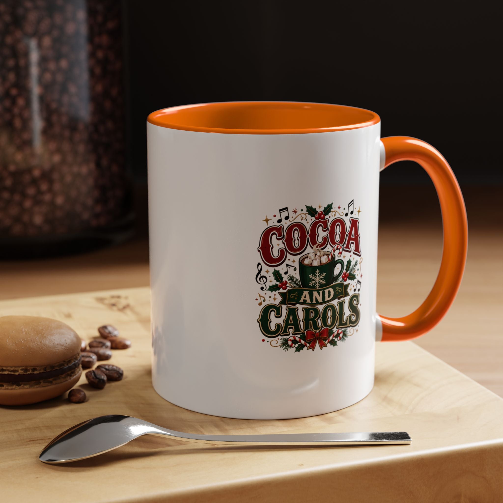 Cocoa and Carols Accent Coffee Mug — Holiday Christmas Cocoa Mug