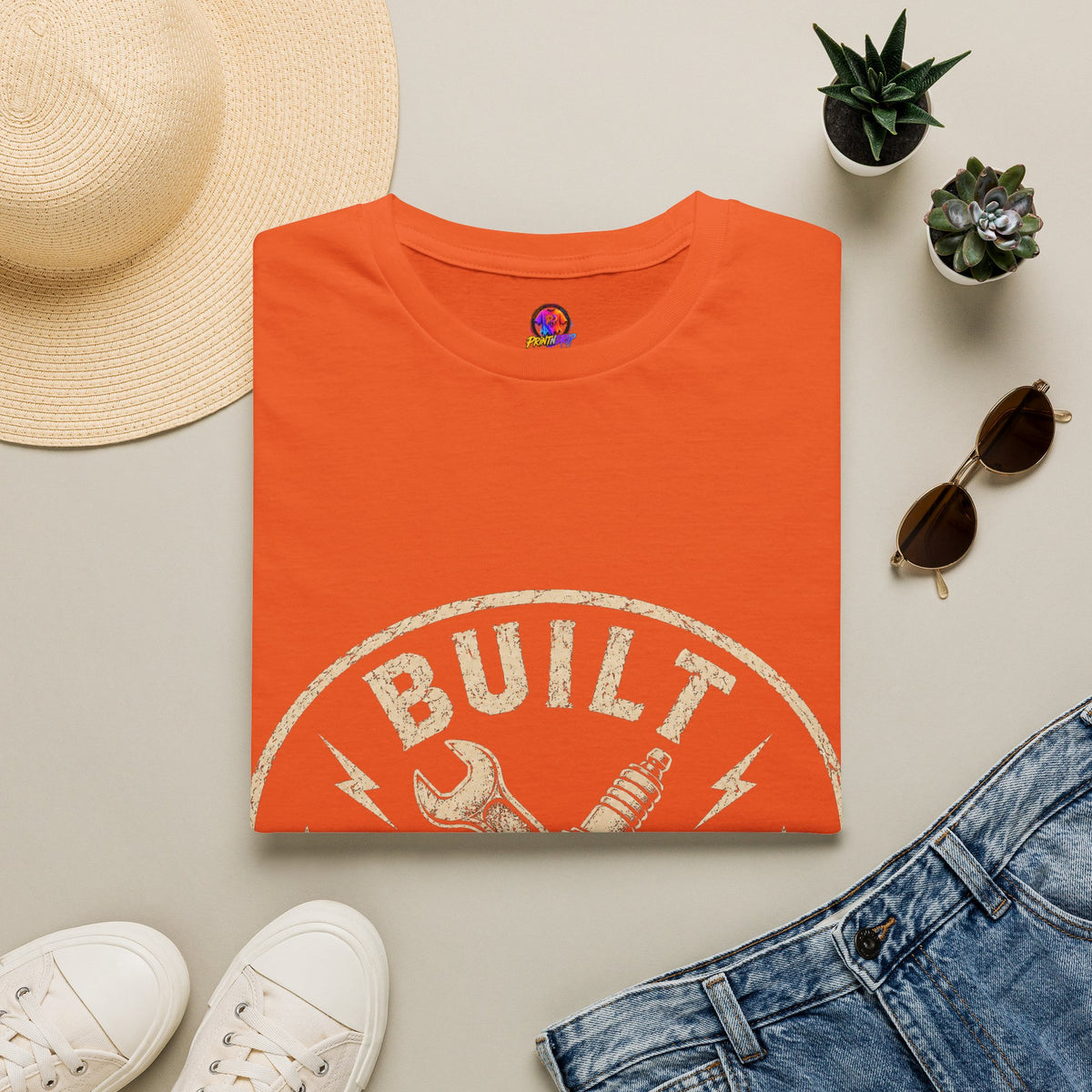 T-Shirt — "Built Not Bought" Vintage Mechanic Graphic