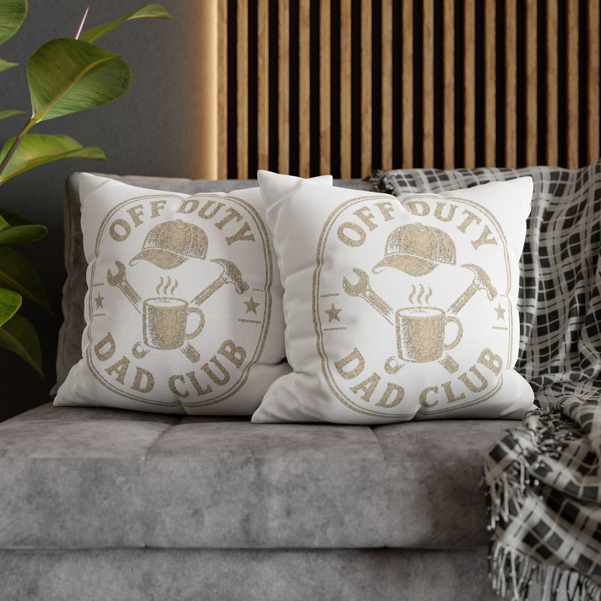 Off Duty Dad Club Pillowcase — Decorative Throw Pillow Cover for Father’s Day Milo Bailey Dog Dad Mom