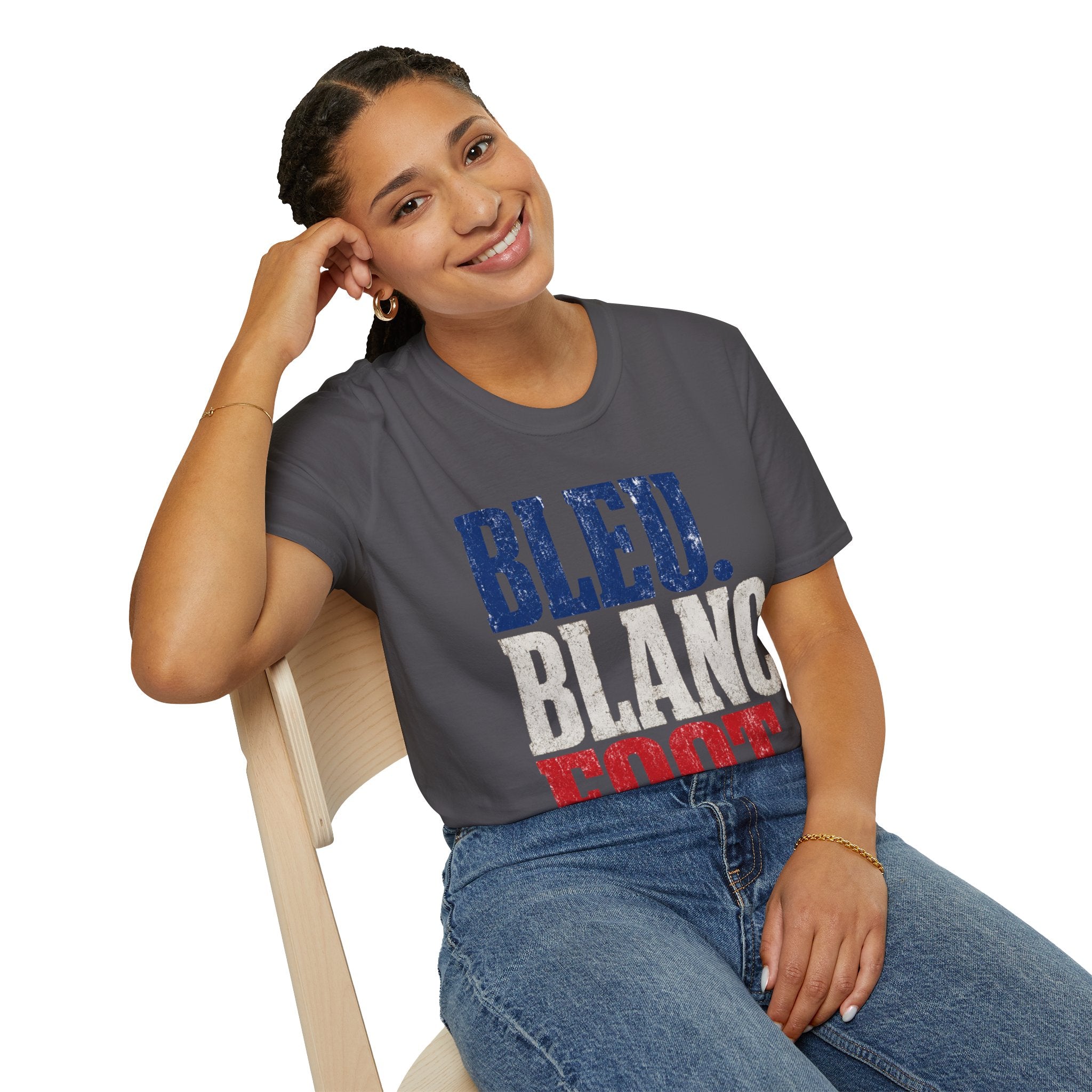 France T-Shirt — Bleu Blanc Foot Vintage French Flag Soccer Graphic Tee