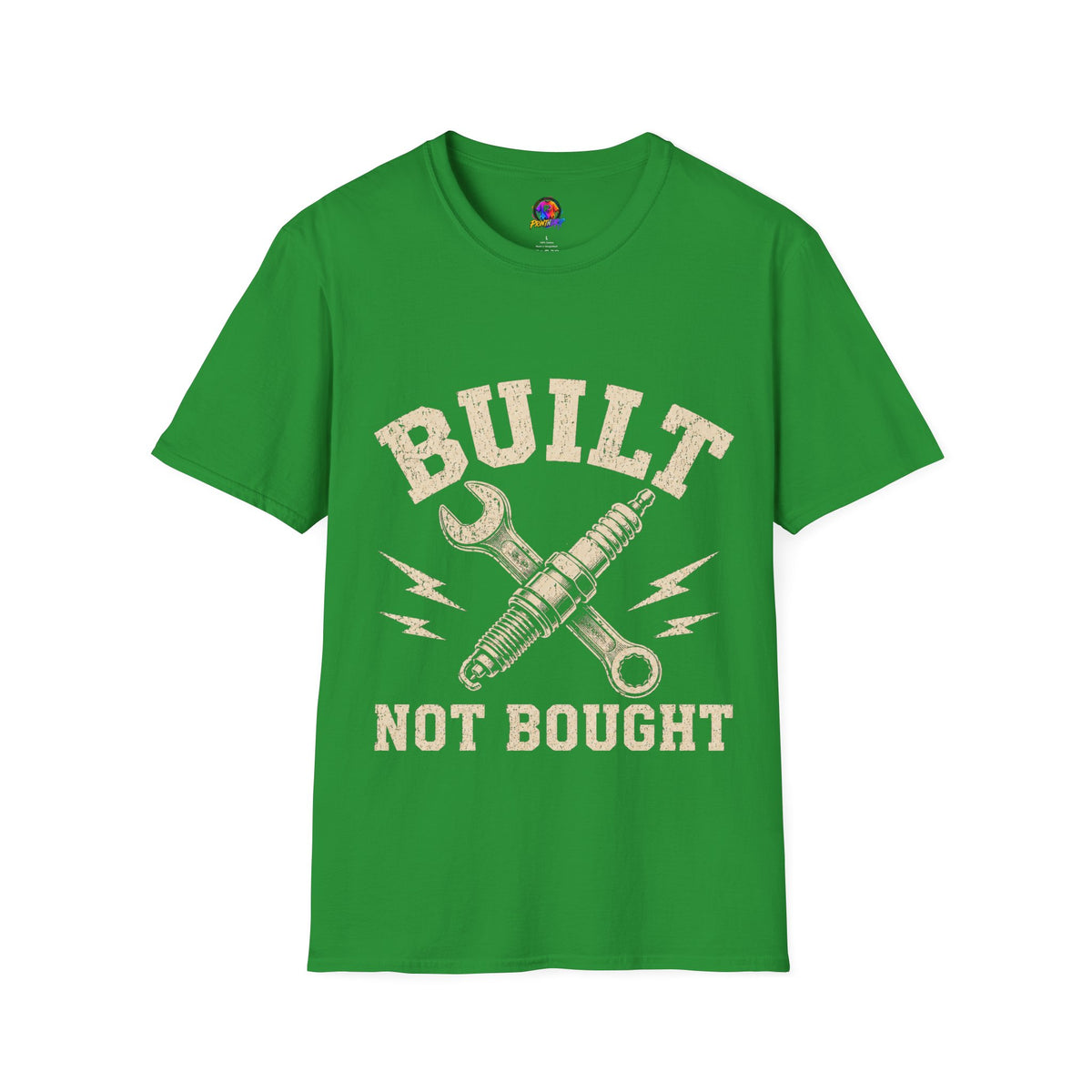 Built Not Bought T-Shirt — Mechanic Wrench & Spark Plug Vintage Tee