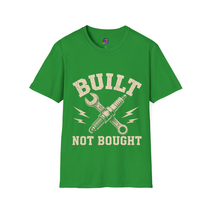 Built Not Bought T-Shirt — Mechanic Wrench & Spark Plug Vintage Tee