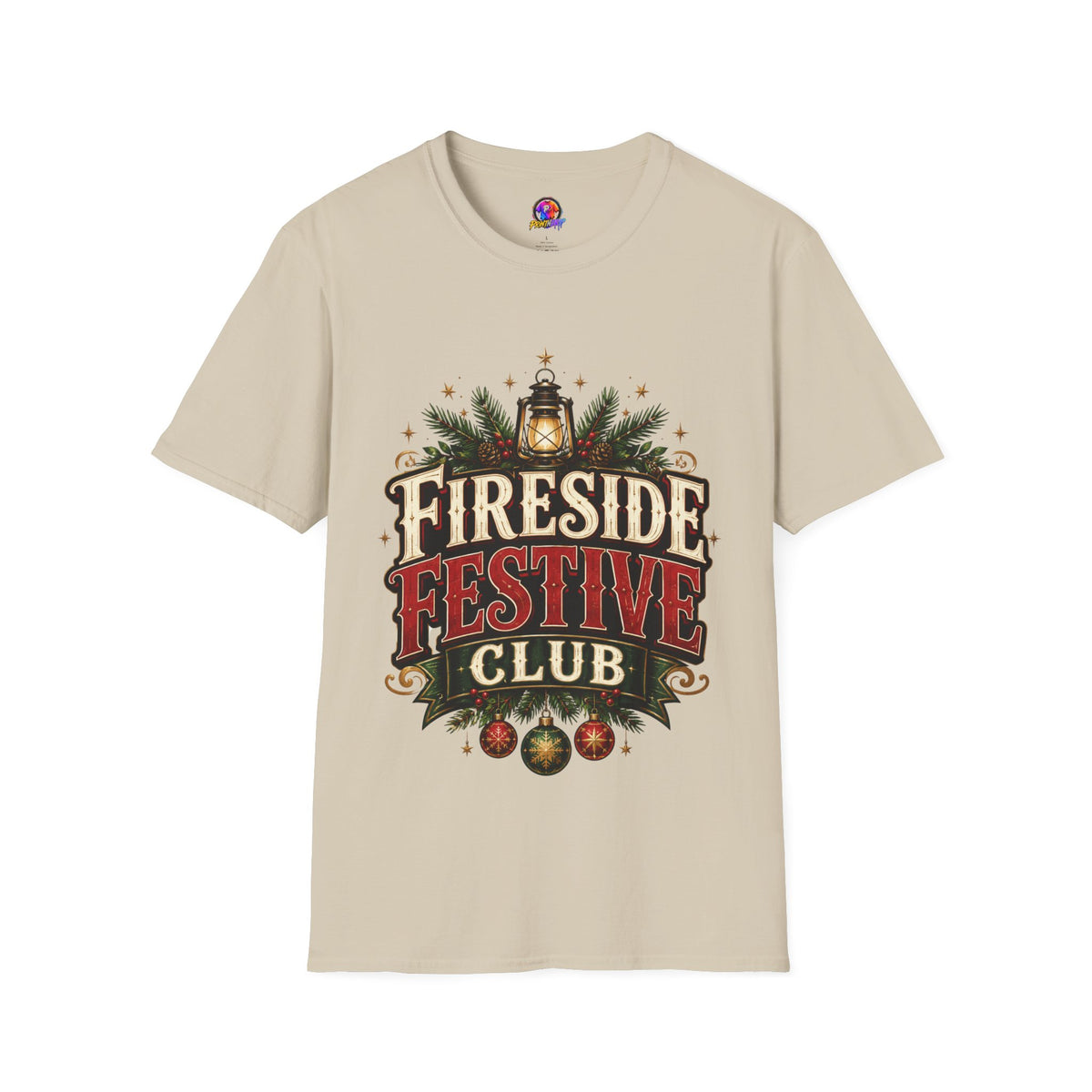 Fireside Festive Club T-Shirt — Cozy Holiday Lantern Graphic Tee