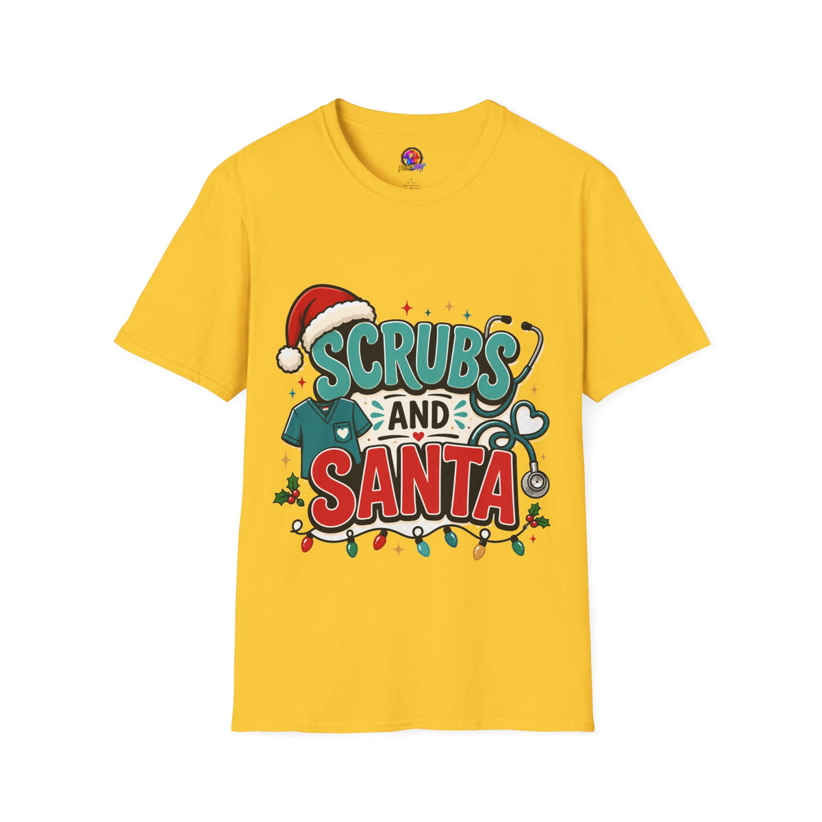 Scrubs and Santa Christmas T-Shirt — Cute Holiday Nurse Tee