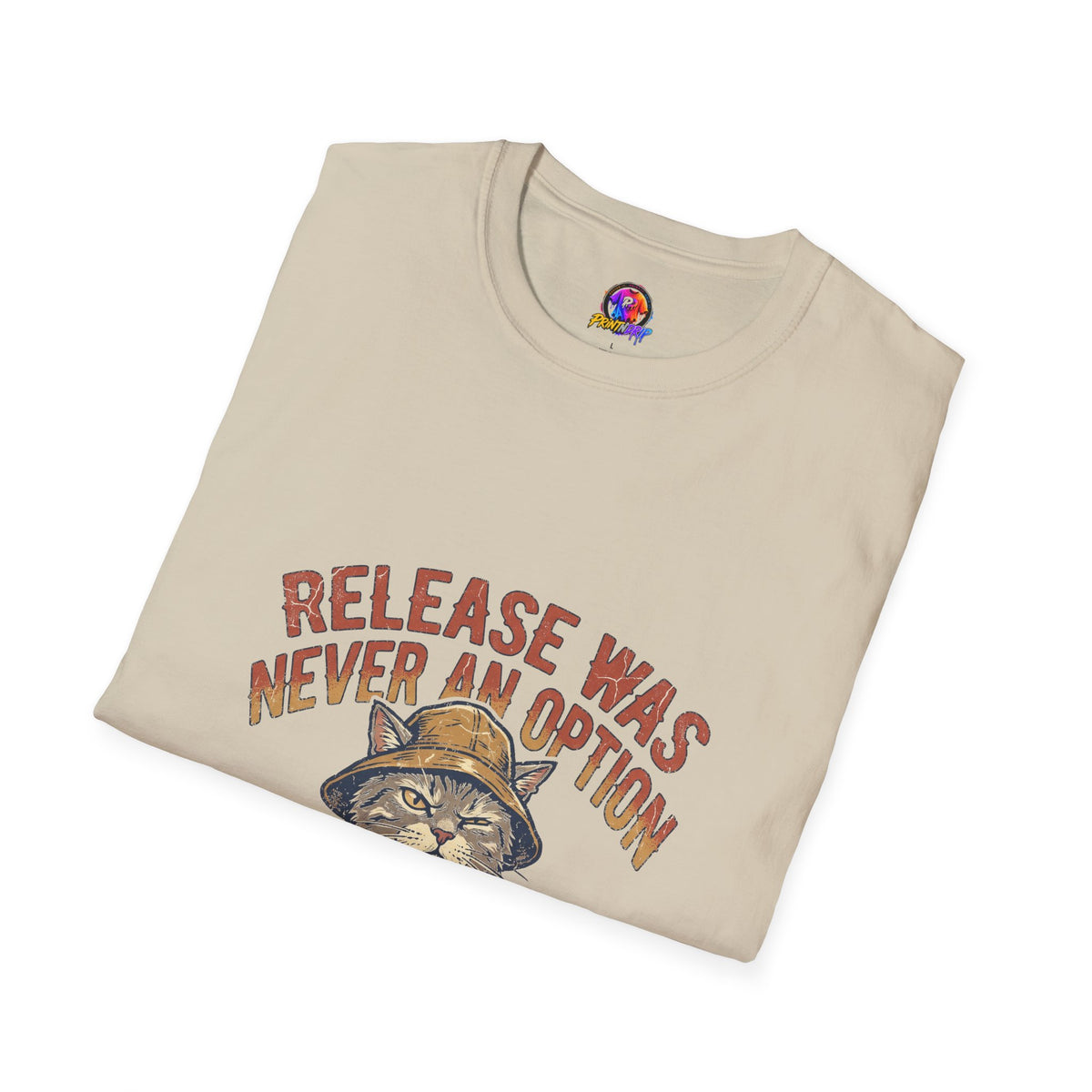Funny And Witty Fishing Cat T-Shirt – "Release Was Never An Option" Vintage Angler Tee