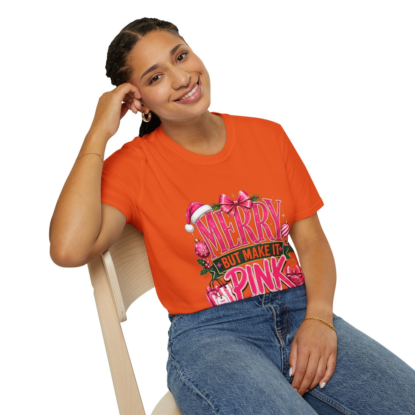 Christmas T-Shirt — "Merry But Make It Pink" Holiday Tee