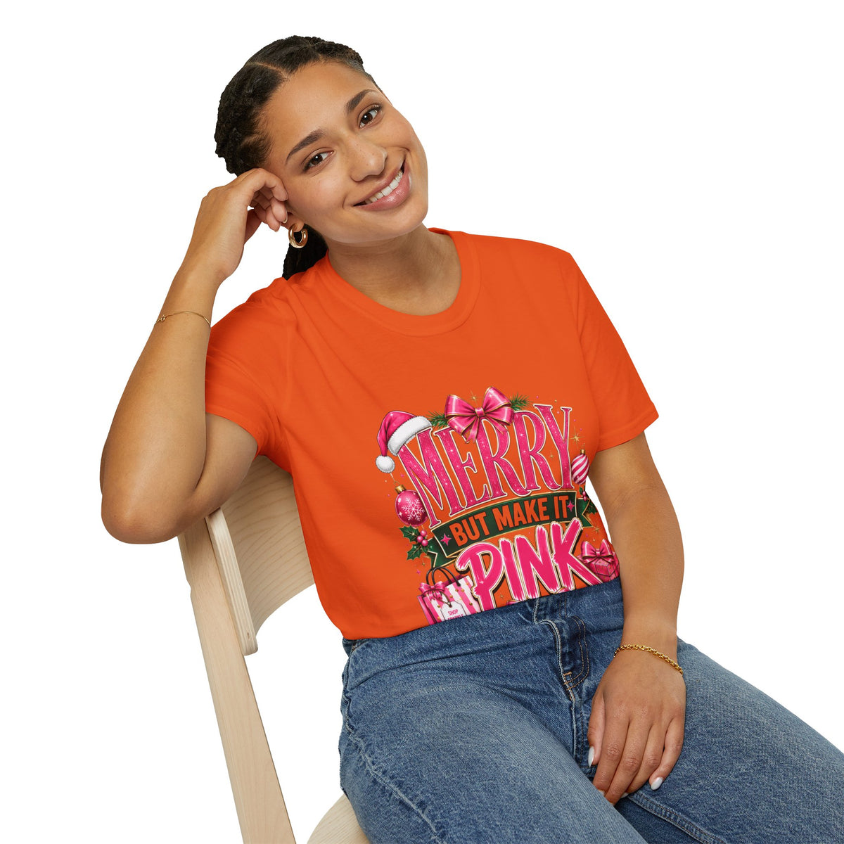 Christmas T-Shirt — "Merry But Make It Pink" Holiday Tee