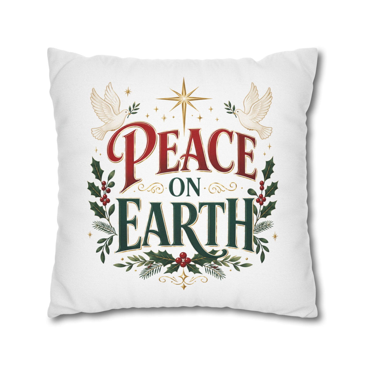 Christmas Peace on Earth Holiday Pillowcase — Christmas Decorative Throw Pillow Cover