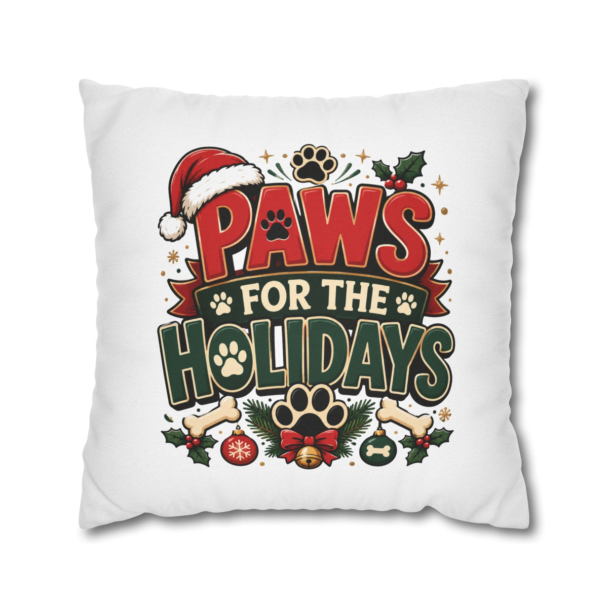 Christmas Paws For The Holidays Pillowcase
