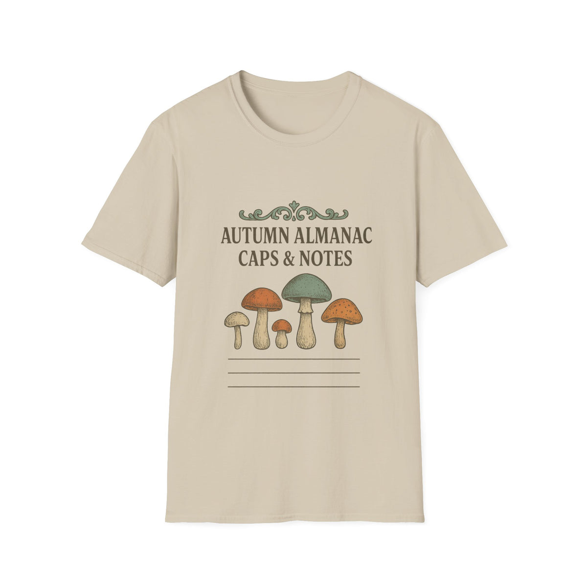 Mushroom Almanac T‑Shirt — Autumn Caps & Notes Botanical Tee - Trending Now - October 2026