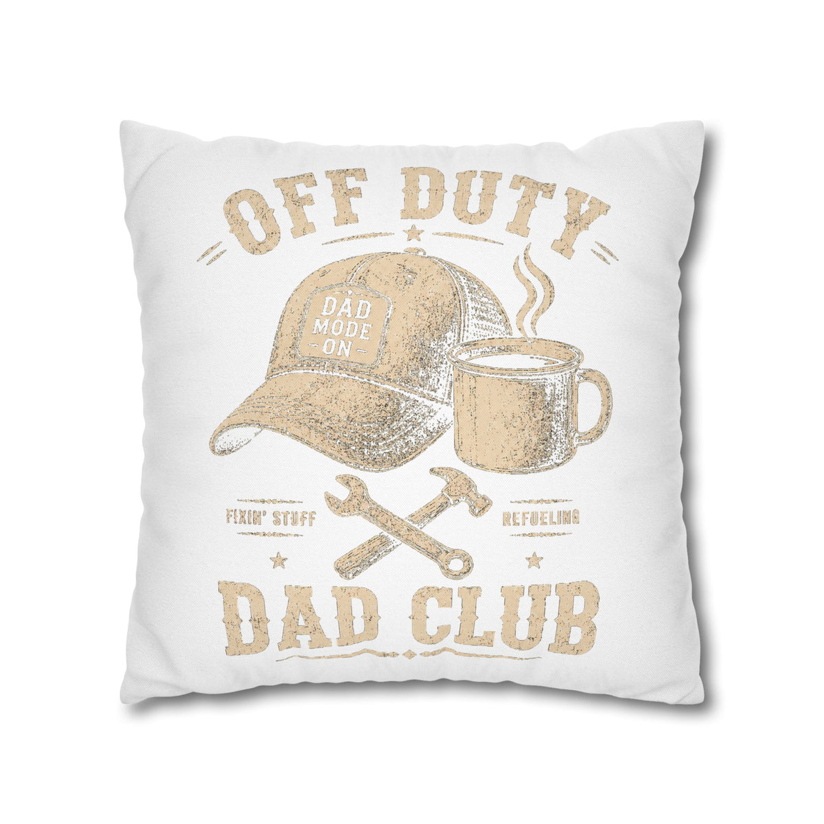 Off Duty Dad Club Throw Pillowcase – Coffee & Tools Accent Pillow Cover Milo Bailey Dog Dad Mom