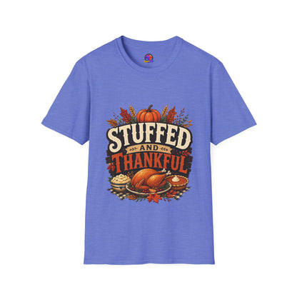 Stuffed and Thankful T-Shirt — Thanksgiving Pumpkin Fall Graphic Tee