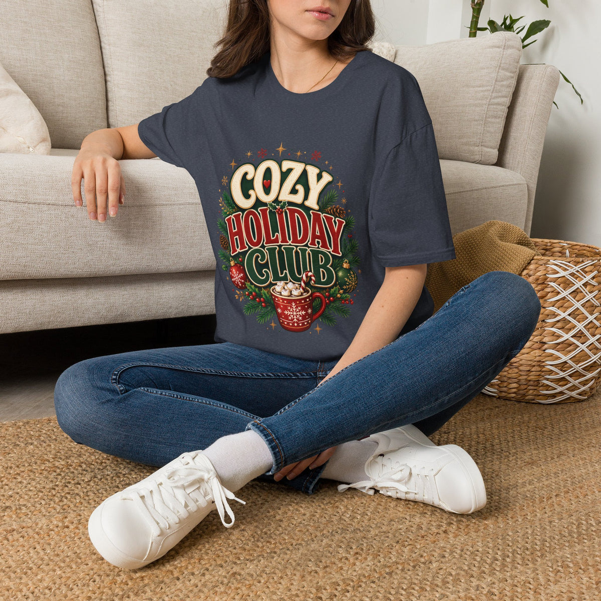 Cozy Holiday Club T-Shirt — Festive Christmas Cozy Cocoa Graphic Tee