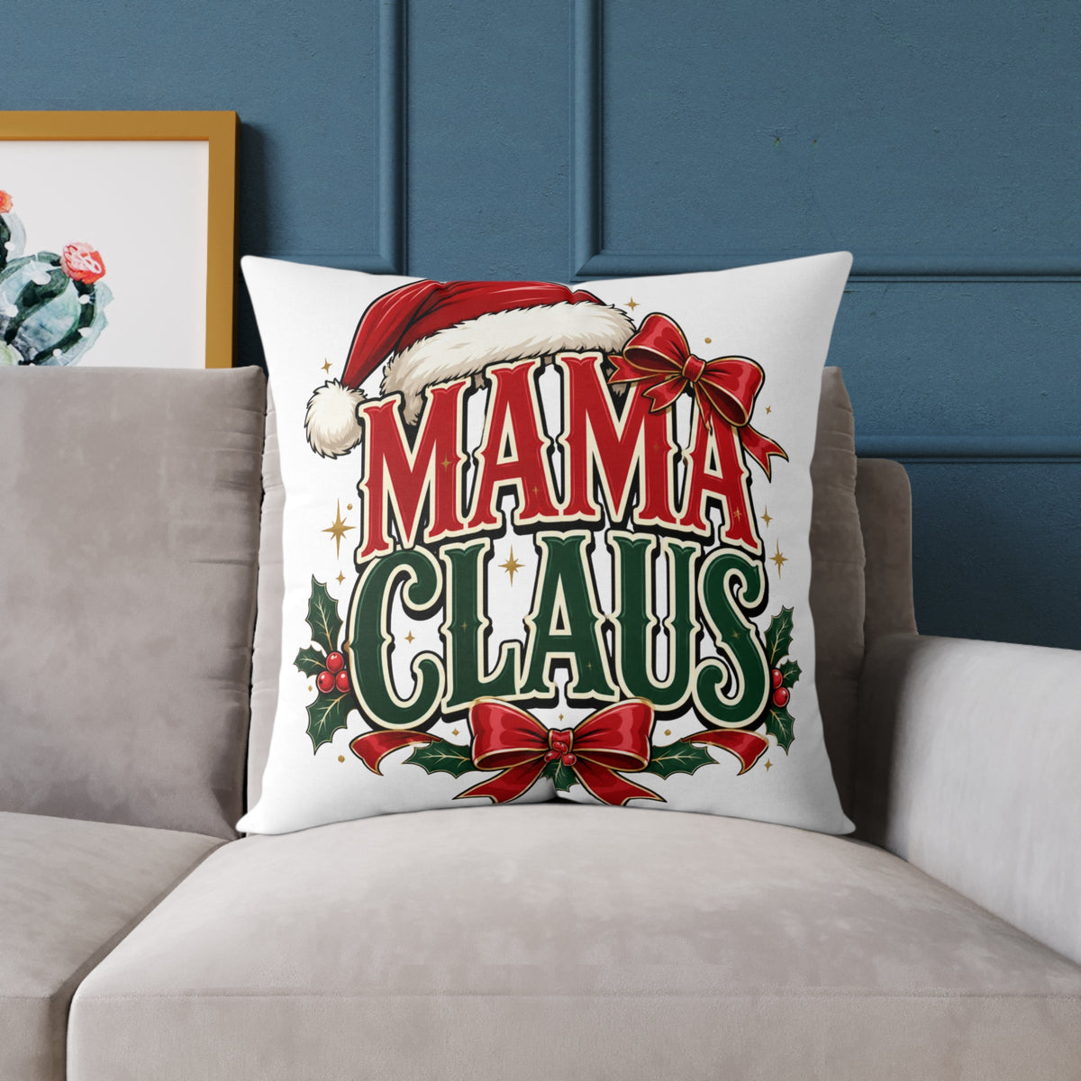 Mama Claus Christmas Pillow — Festive Holiday Decorative Throw Pillow