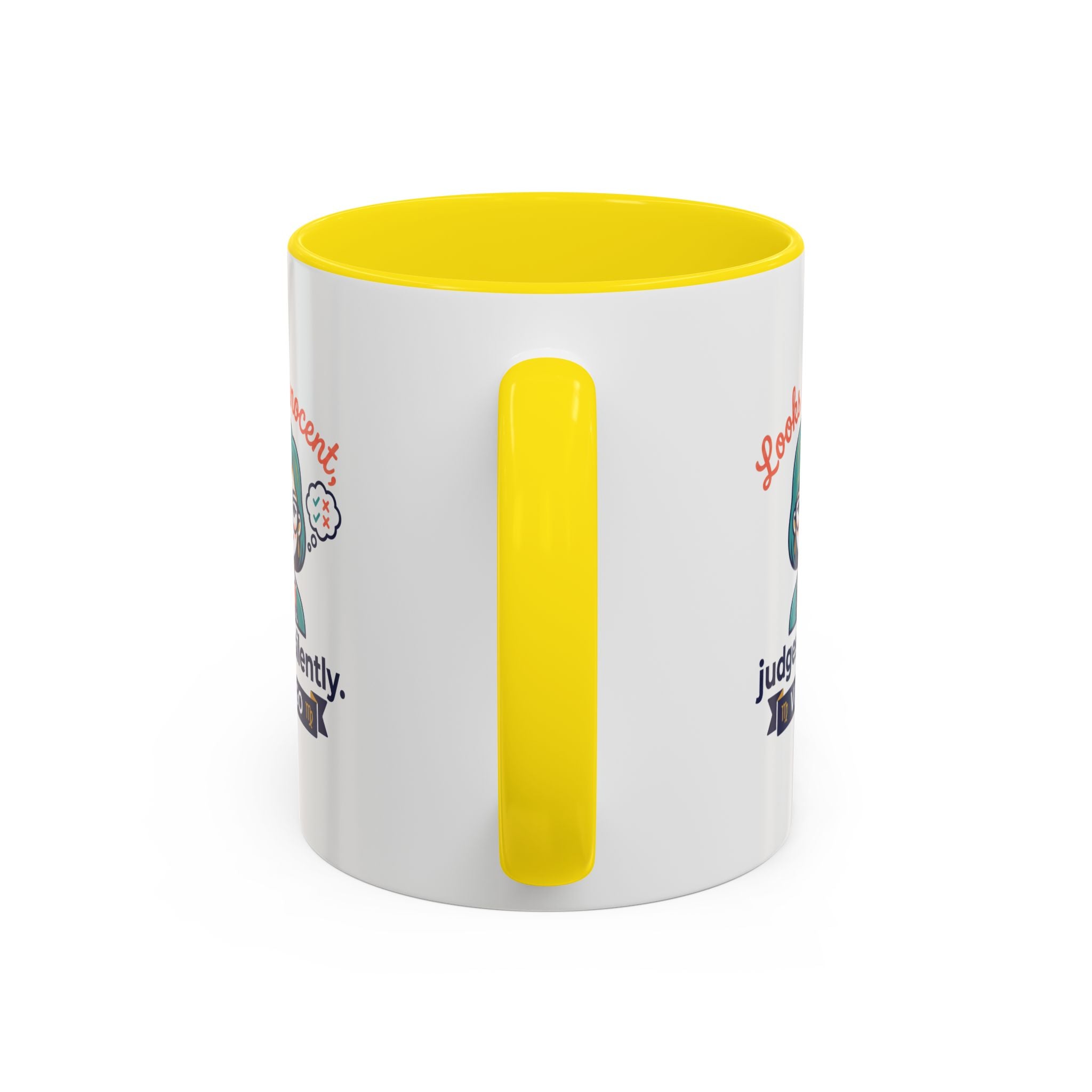 Virgo Accent Coffee Mug - "Looks Innocent, Judges Silently" Zodiac Astrology Gift
