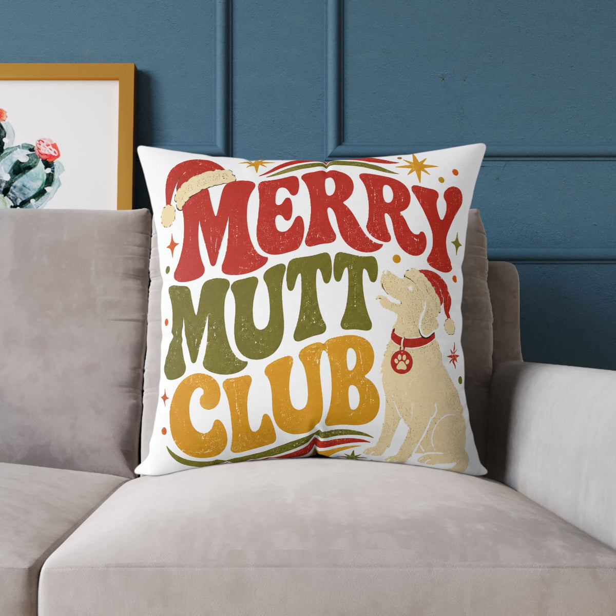 Merry Mutt Club Holiday Modern Day Christmas  Pillow