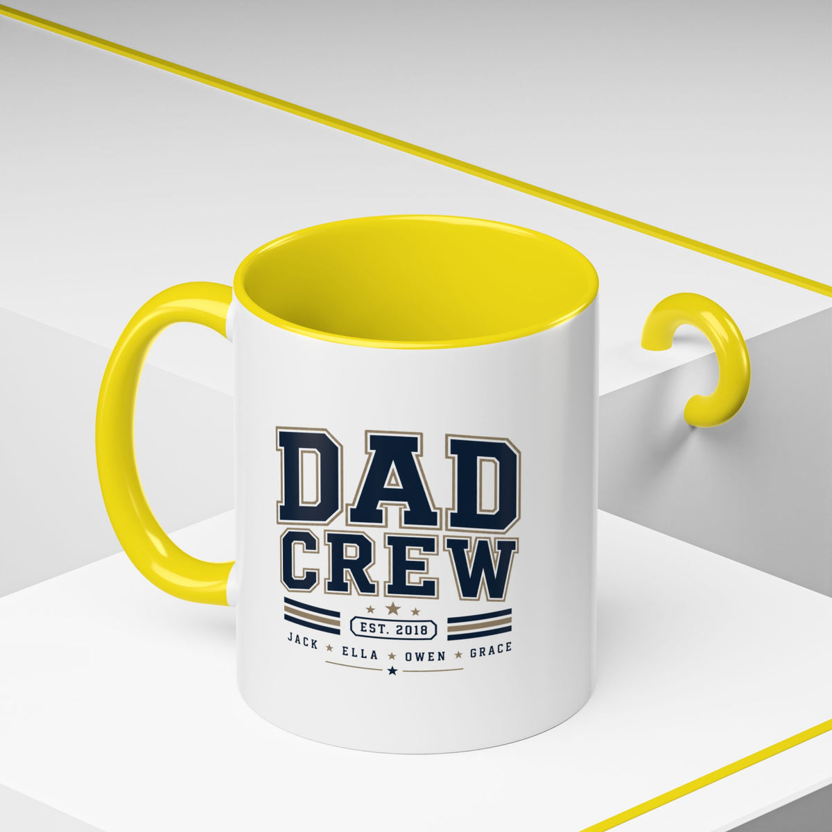 Milo Bailey Dog Dad Mom Dad Crew Accent Coffee Mug — Personalized Family Names, Established Date Coffee Cup