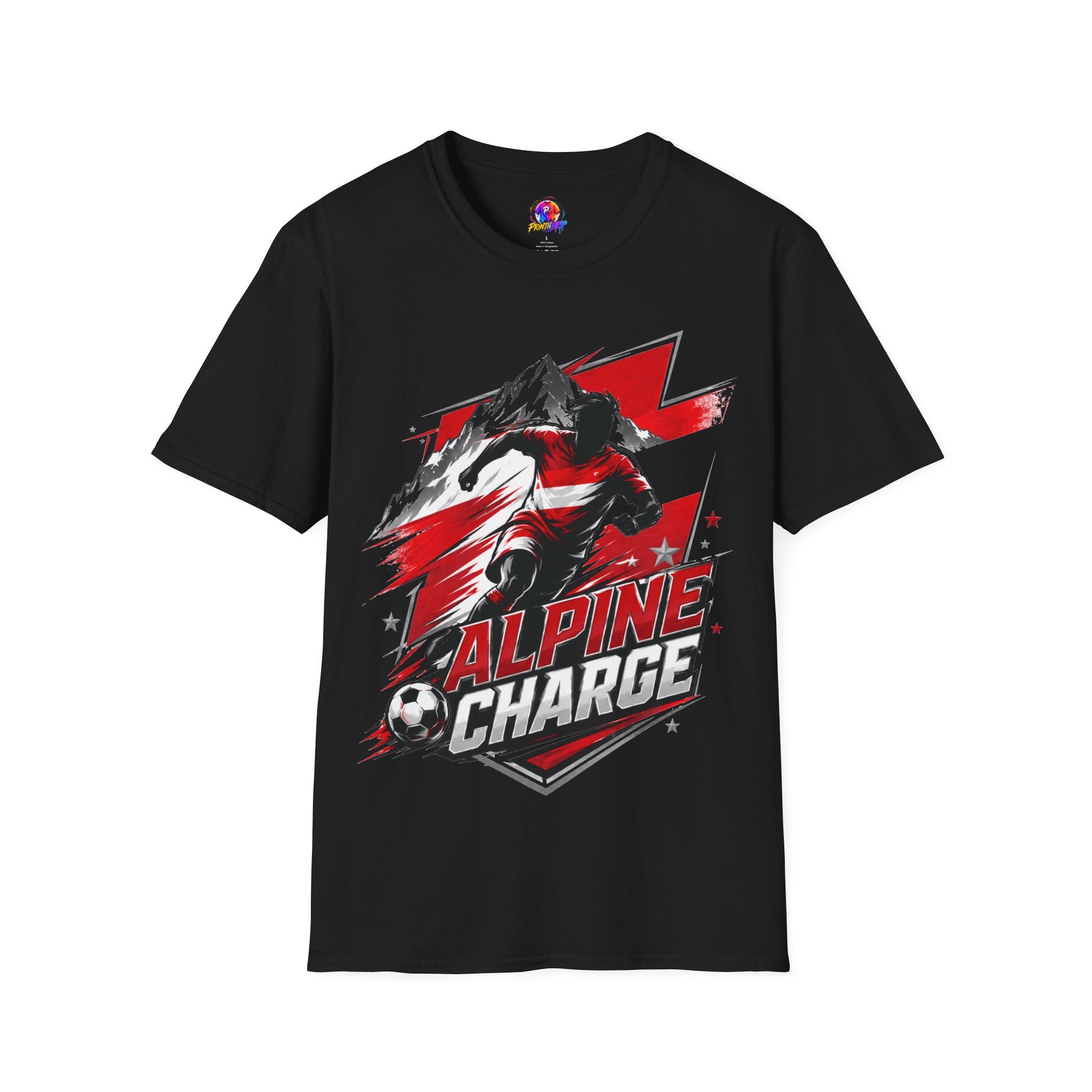 Austria  Alpine Charge Soccer T-Shirt — Mountain Football Graphic Tee -
