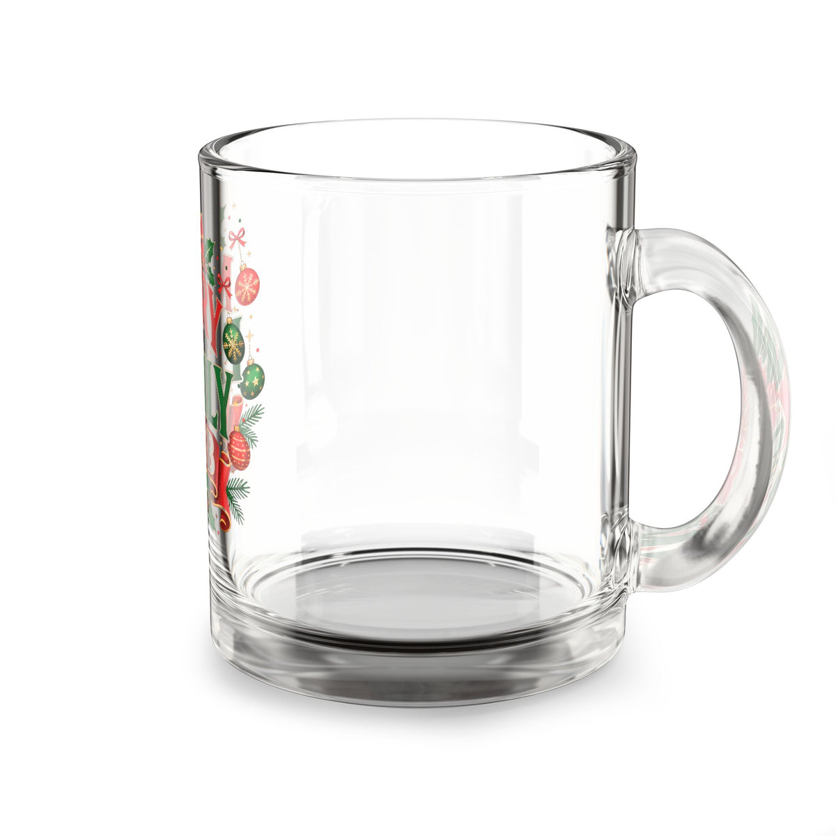 Christmas Glass Mug 10 oz Merry Family Club Glass Mug — 10oz Christmas Holiday Coffee Cup