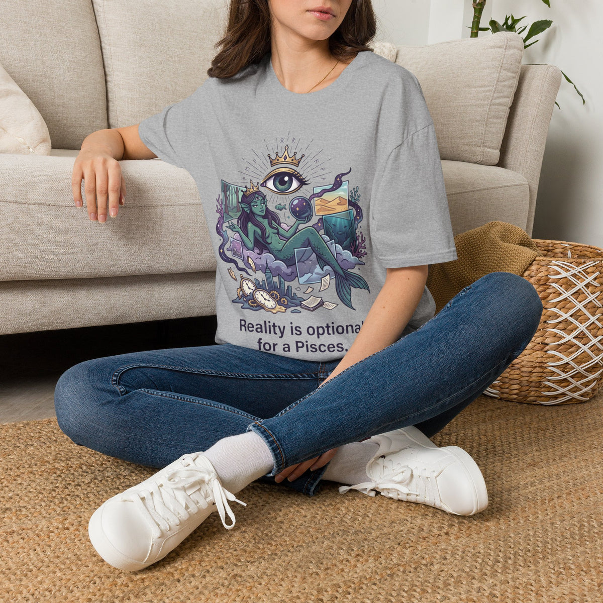 Pisces Mystic Tee — "Reality is optional for a Pisces" Astrological Graphic T-Shirt