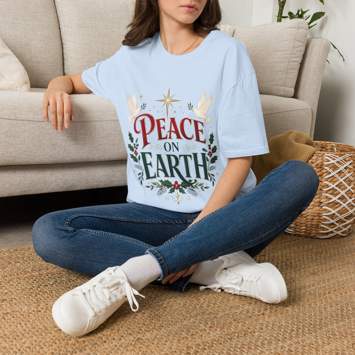 Peace on Earth T-Shirt — Holiday Dove & Star Christmas Tee