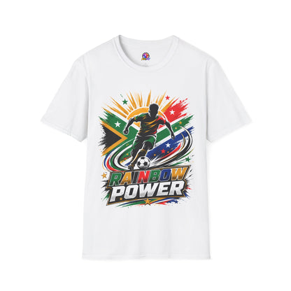 South Africa Soccer Rainbow Power T-Shirt — Colorful Football Player Graphic Tee