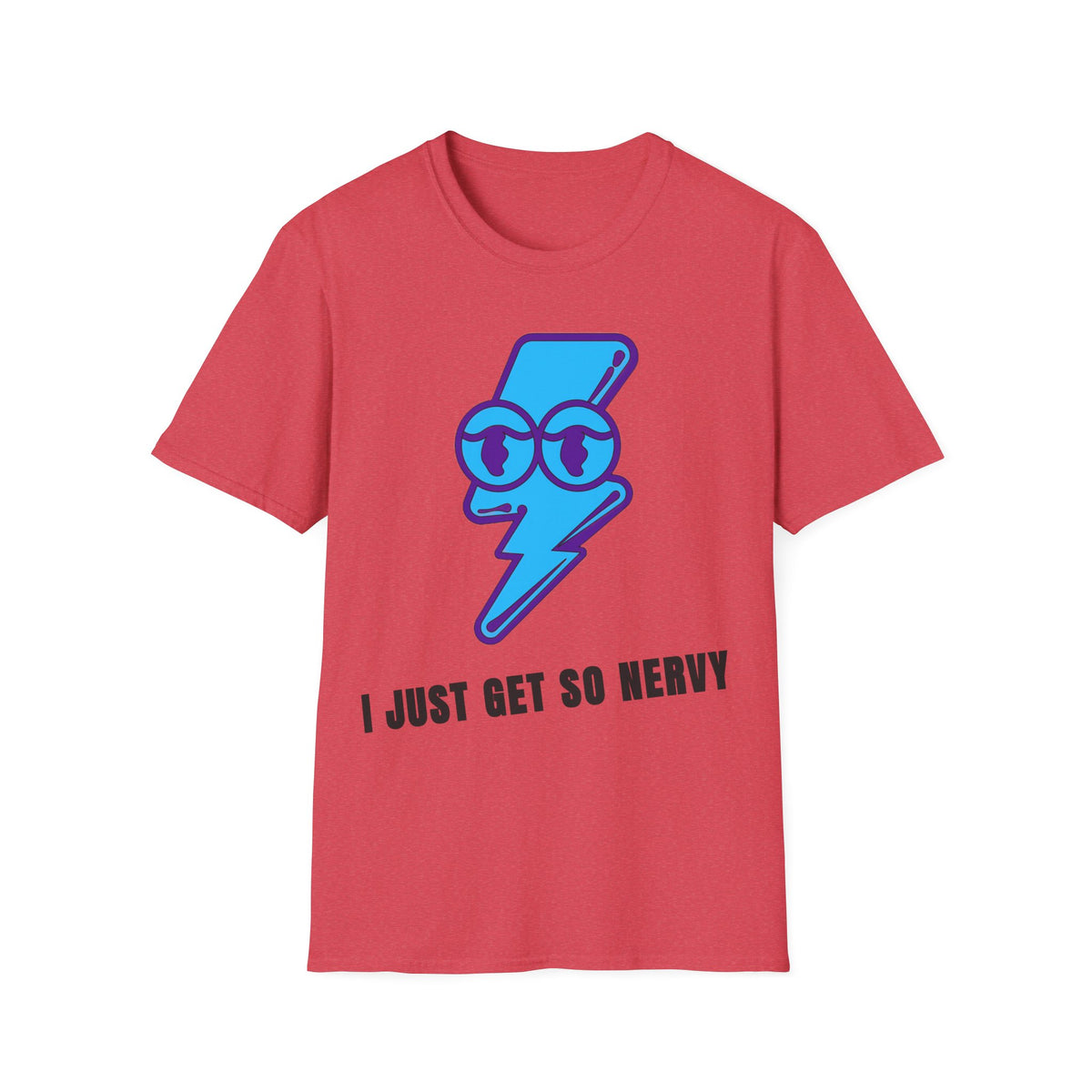 Graphic T-Shirt — 'I Just Get So Nervy' Blue Lightning Emoji Tee - Trending Now - September 2026