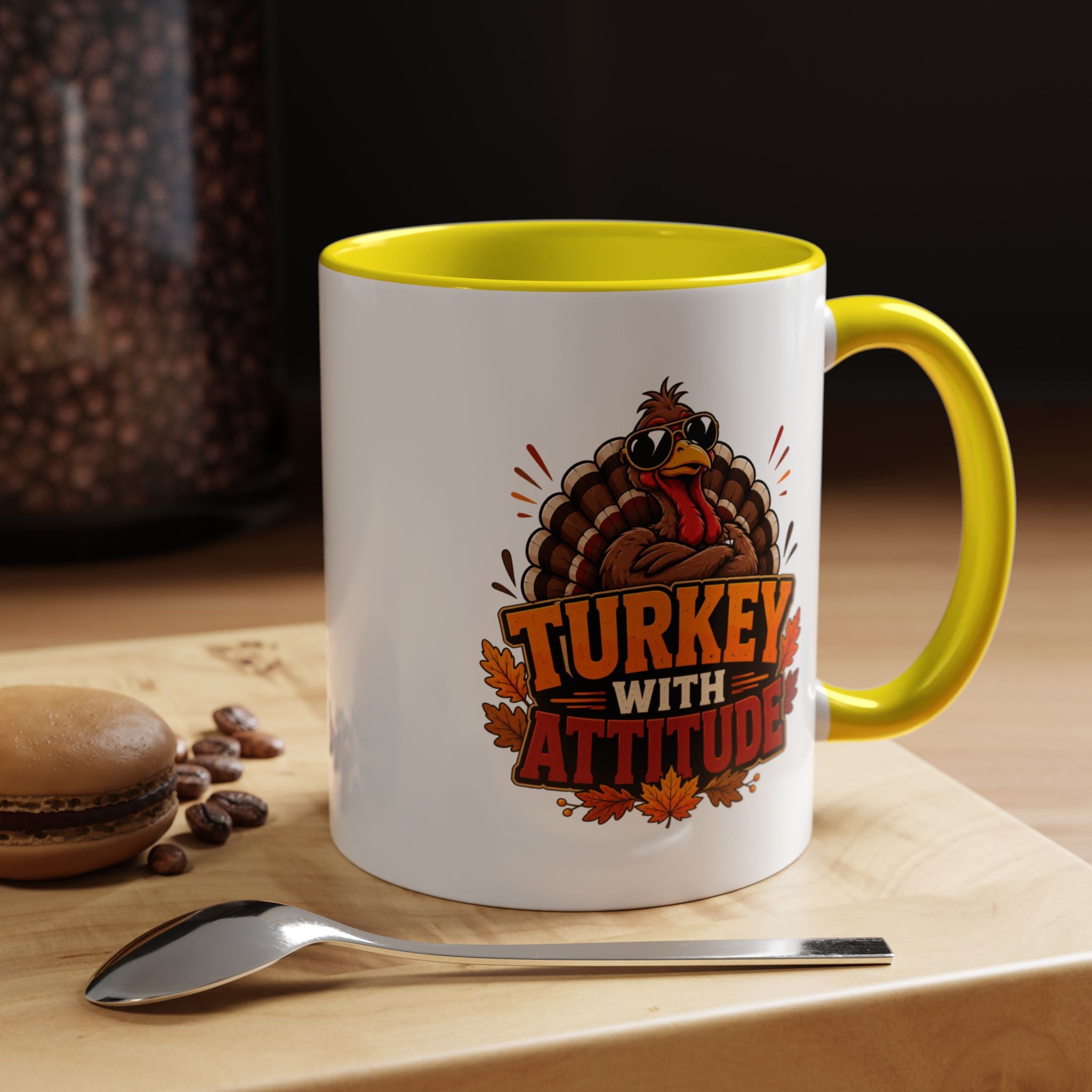Thanksgiving Mug Turkey With Attitude Coffee Mug — Funny Thanksgiving Accent Mug