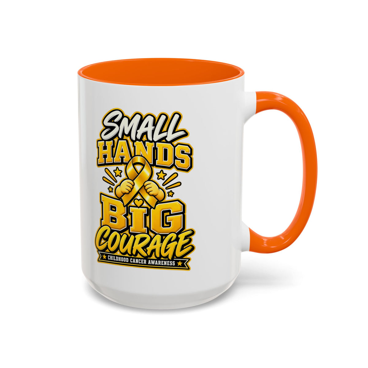 Coffee Mug - "Small Hands Big Courage" Childhood Cancer Awareness Accent Mug