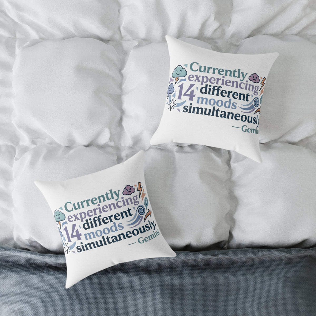 Gemini Zodiac Currently Experiencing Different Moods Simultaneously Square Poly Canvas Pillow