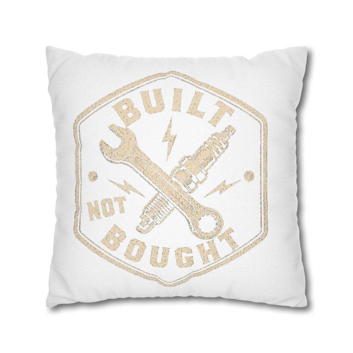 Built Not Bought Decorative Pillowcase –Milo Bailey Dog Dad Mom  Mechanic Wrench & Spark Plug Accent Cushion Cover
