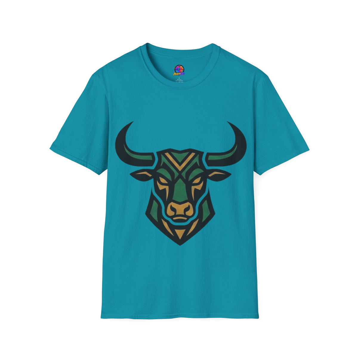Bull Head Graphic T-Shirt — Tribal Geometric Rodeo Tee