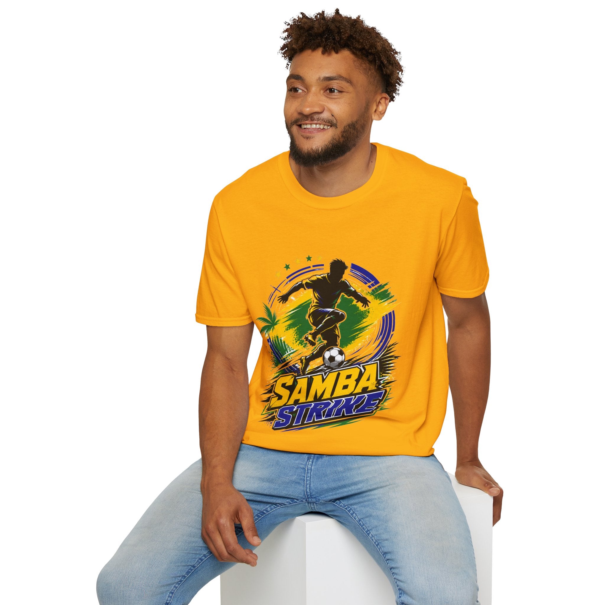 Brazil  Samba Strike Soccer T-Shirt — Brazilian Football Player Graphic Tee
