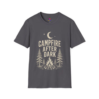 Campfire After Dark T-Shirt — Vintage Moon & Pine Camping Tee